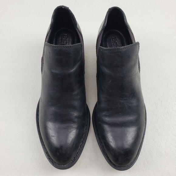 Born Dallia Leather Ankle Boot Womens 9 Black Chelsea Slip On Moto Bootie - Picture 4 of 14